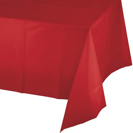 Hoffmaster 54" x 108" Plastic Tablecloth in Classic Red | Michaels®